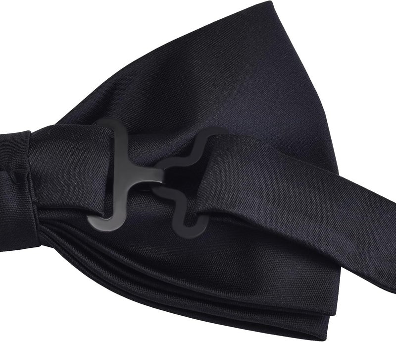 Branduce Mens Solid Color Double Fold Pre-tied Bow Tie and Pocket Square Set - Image 4